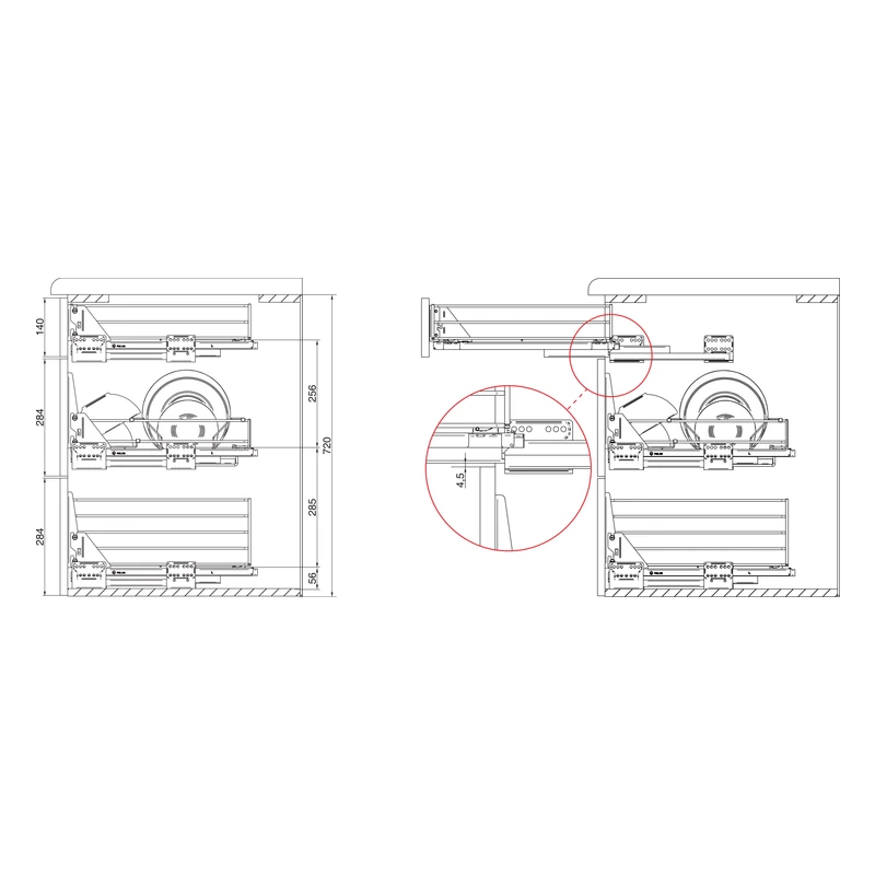 Сушка выдвижная с сегрегатором Rejs VARIANT MULTI L-450 x600 хром WE29.0631.01.001 - дополнительное фото