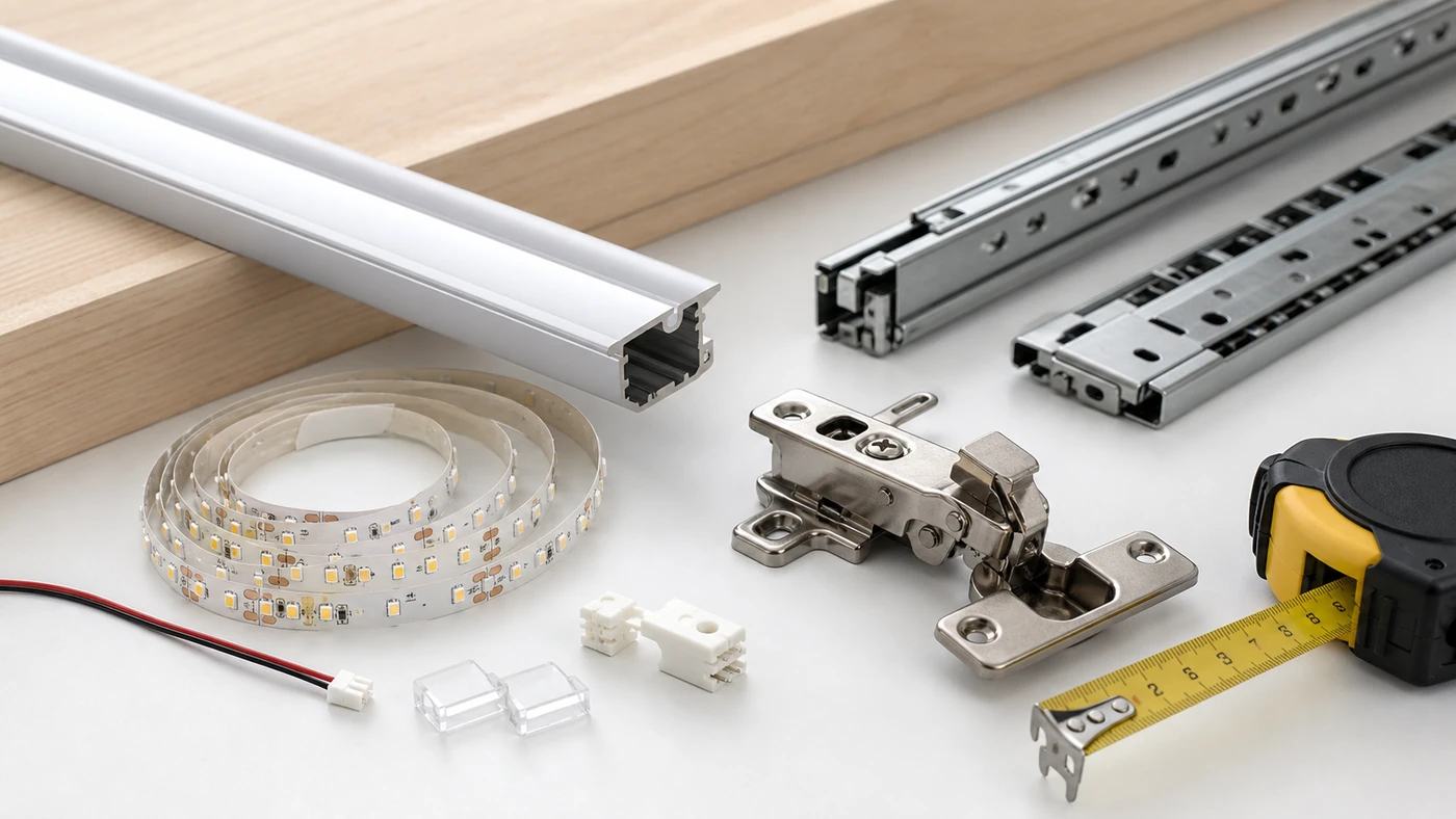 LED-профіль, стрічка та меблева фурнітура для монтажу